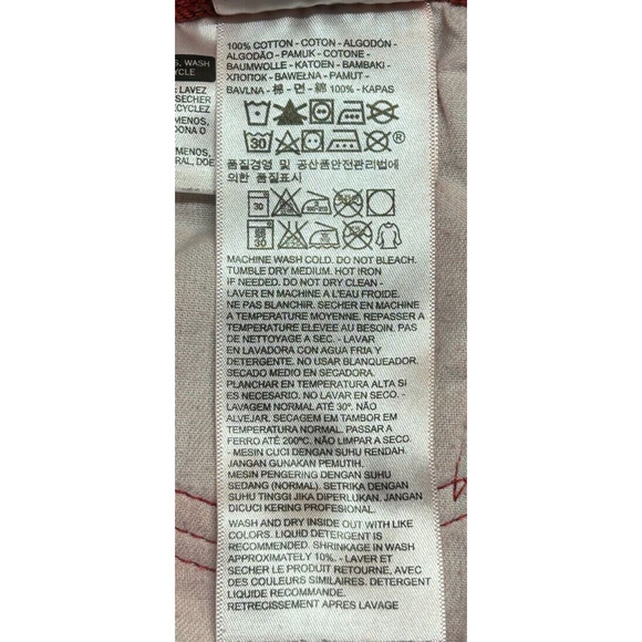 Levis 501 Jeans Mens 32X32 Red Denim Measures 30X30 Button Fly Straight Leg - Picture 6 of 8